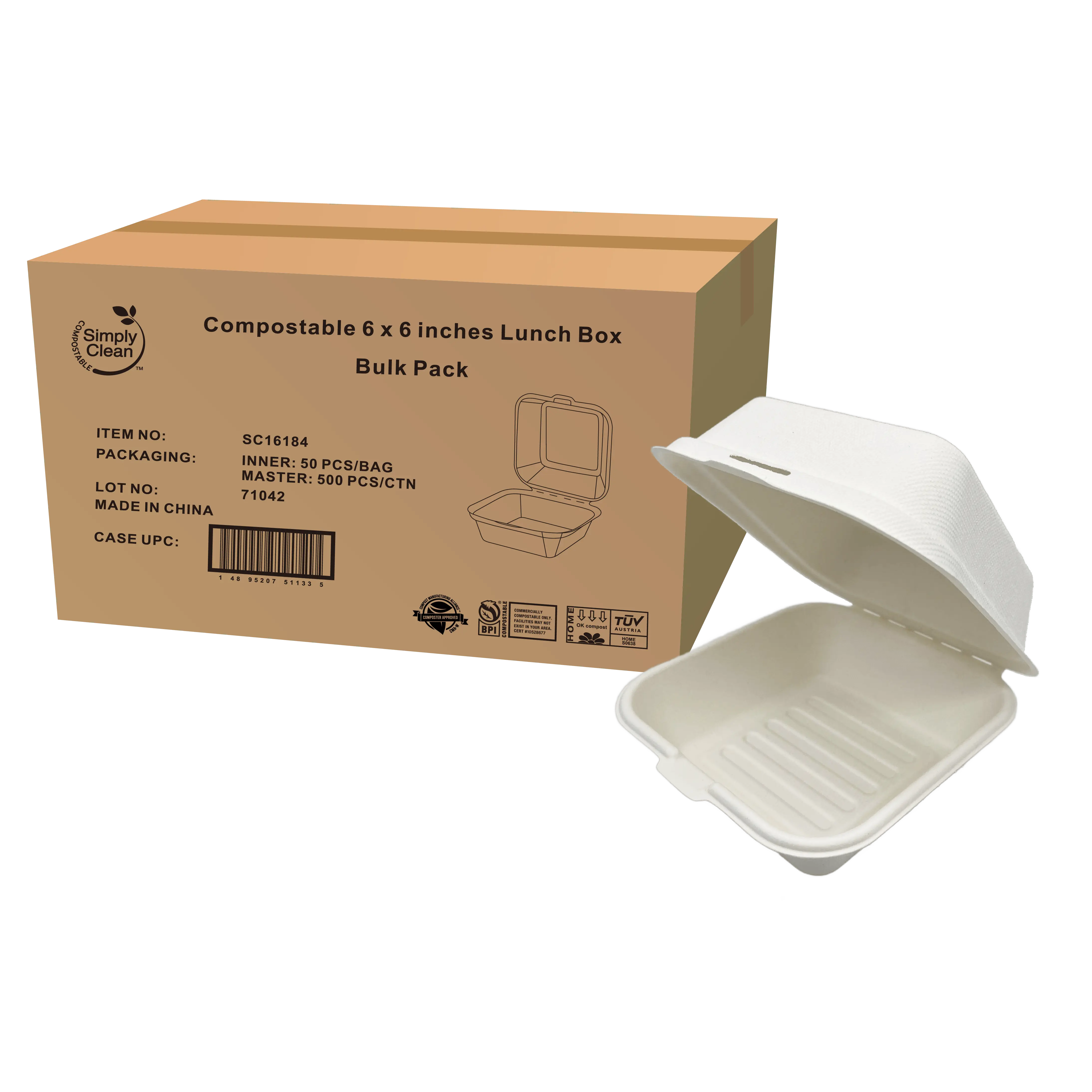 Shop 6x6 compostable clamshell containers. Certified eco-friendly, BPA-free, and PFAS-free. Perfect for takeout, microwave and freezer safe. 500 Count included!