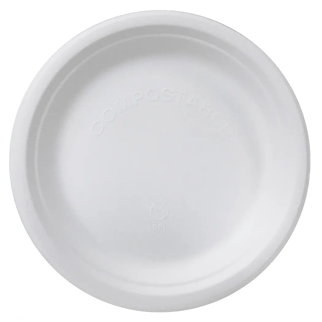 Shop 9-inch compostable plates, made from plant-based materials. Certified compostable, BPA-free, and PFAS-free. Full case of 240. Microwave and freezer safe.