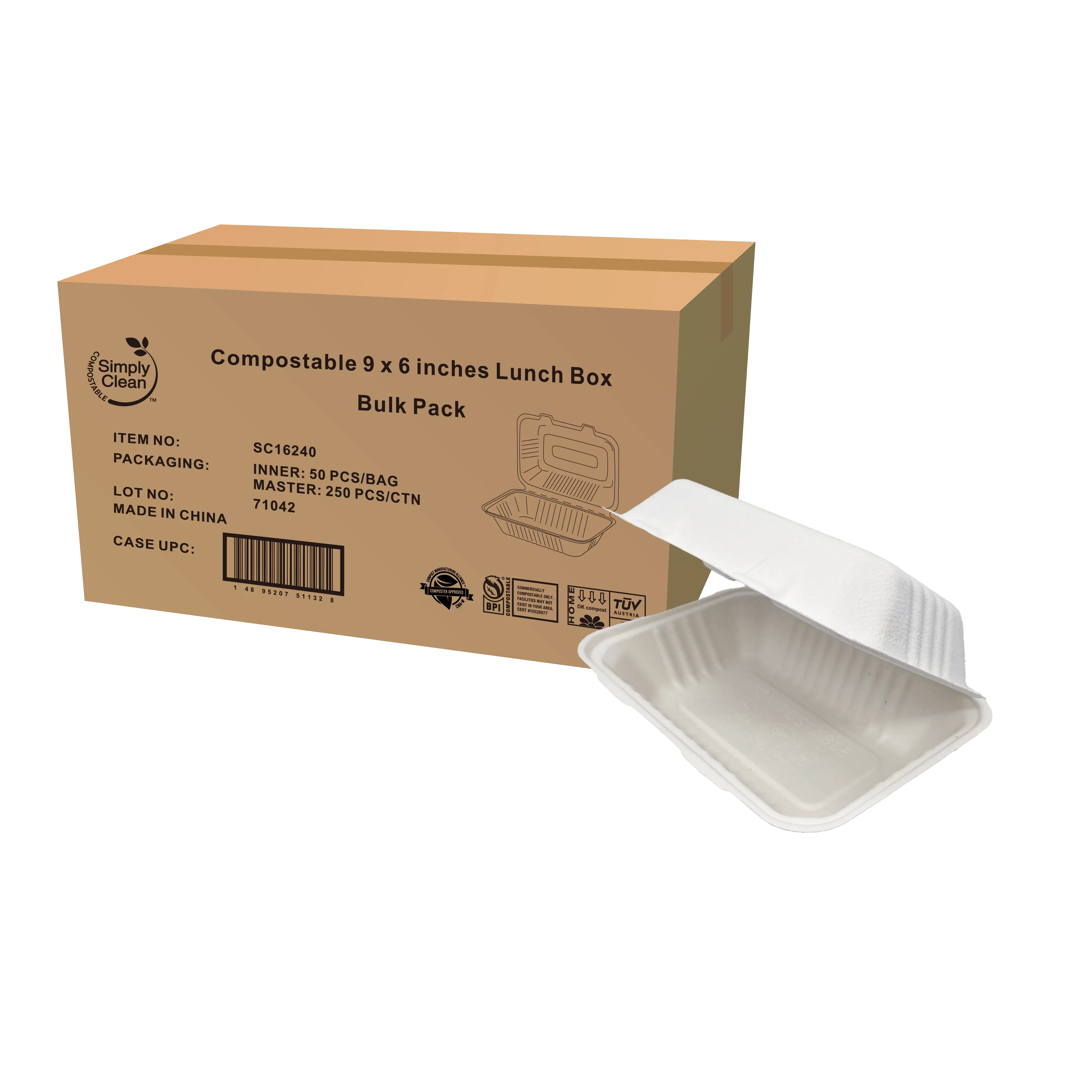 Shop 9x6 compostable clamshell containers. Certified eco-friendly, BPA-free, and microwave safe. Perfect for takeout and delivery. Full case of 250 included!